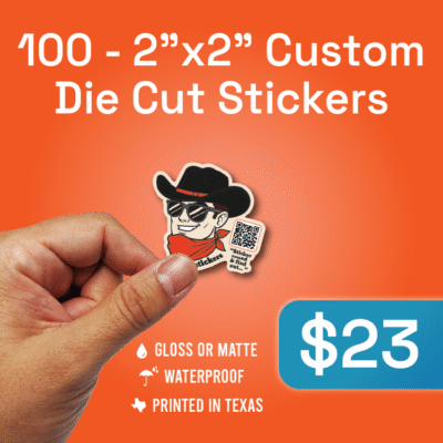 100 - 2x2 - Diecut Custom Sticker Sale Promo