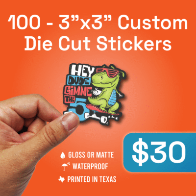 100 - 3x3 - Diecut Custom Sticker Sale