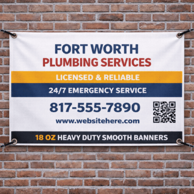18 oz Heavy Duty Smooth Banner Printing by DFW Stickers
