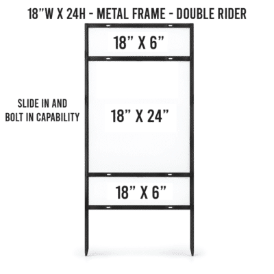 18″ × 24″ Slide In Double Rider Metal Yard Sign Frames by DFW Stickers