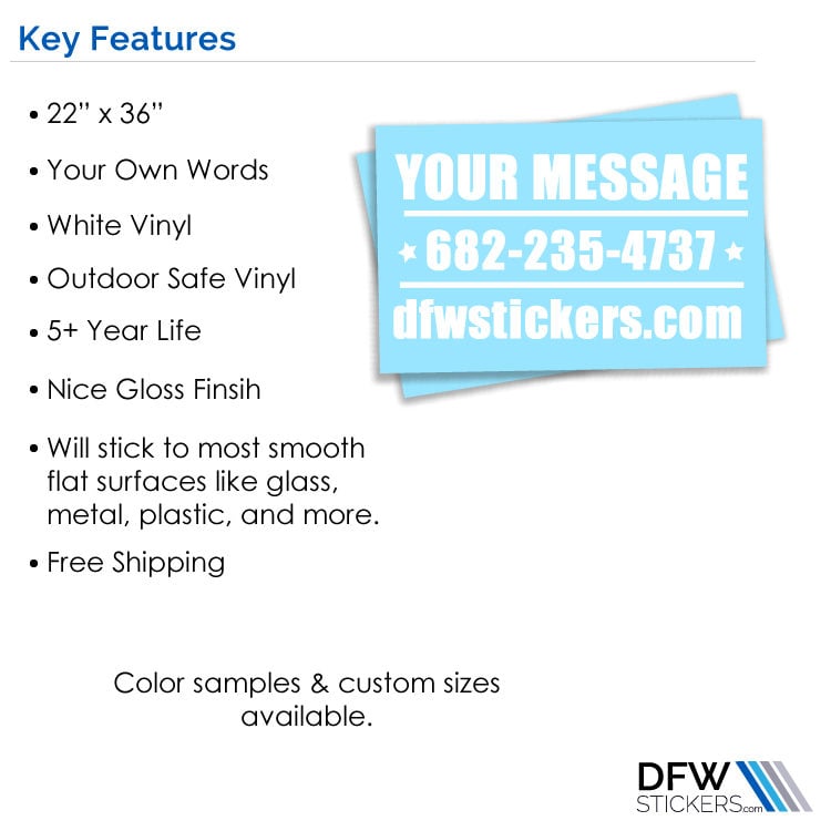 Custom Back Car Window Lettering Stickers / Decals - White Only - Image 2