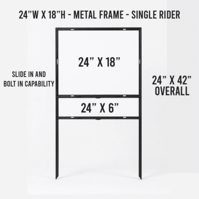24″ × 18″ Single Rider Metal Yard Sign Frames by DFW Stickers