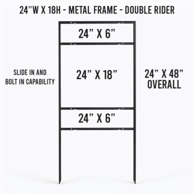 24″ × 18″ Slide In Double Rider Metal Yard Sign Frames by DFW Stickers