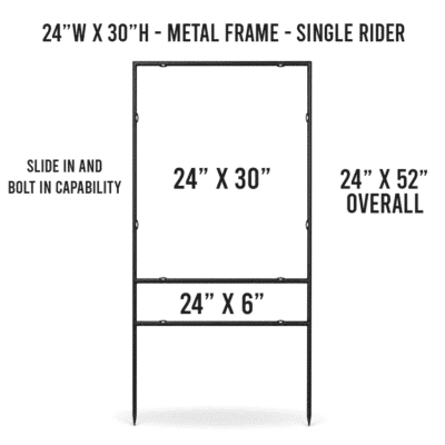24″ × 30″ Single Rider Metal Yard Sign Frames by DFW Stickers