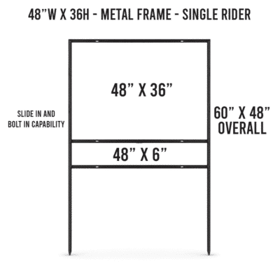 48″ × 36″ Single Rider Metal Yard Sign Frames by DFW Stickers