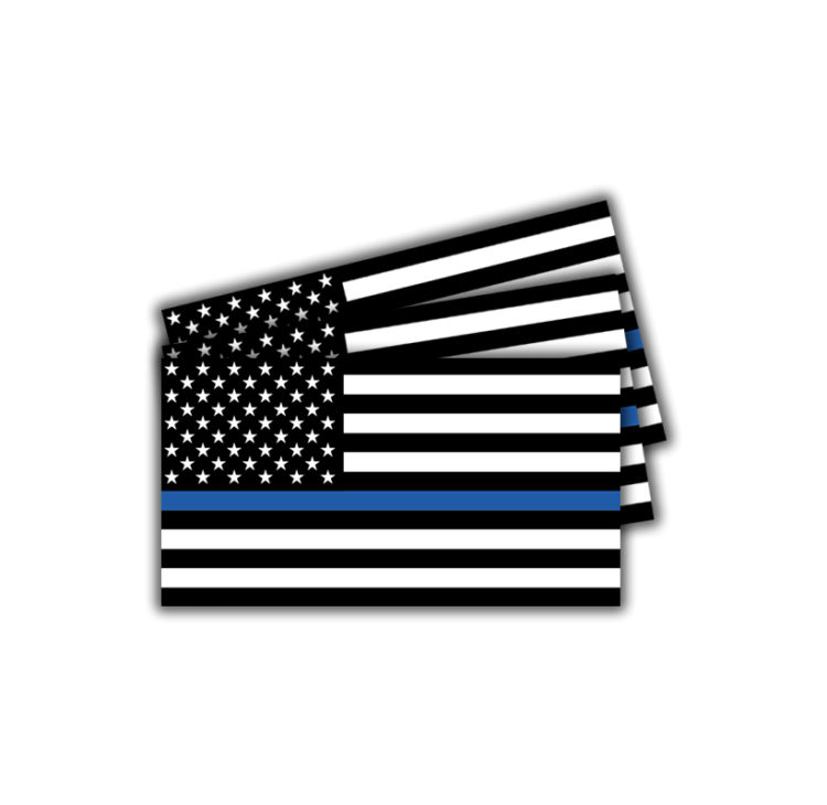 American flag black and white sticker blue line main by DFW Stickers