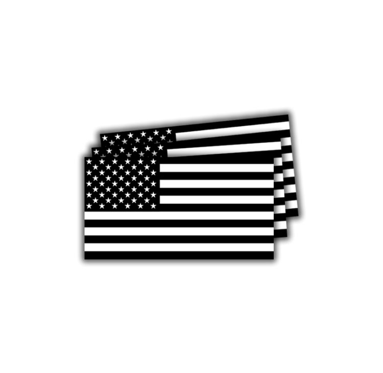 American flag black and white sticker main by DFW Stickers