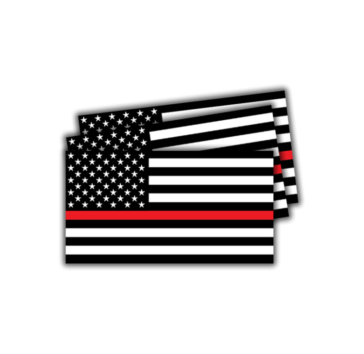 American flag black and white sticker red line main by DFW Stickers