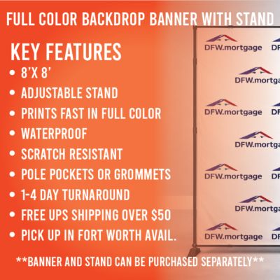 Key Features of our Custom 8x8 Backdrop Banner Stand by DFW Stickers