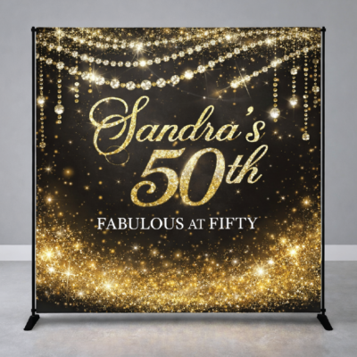 Custom 8x8 Backdrop Banner with Stand by DFW Stickers