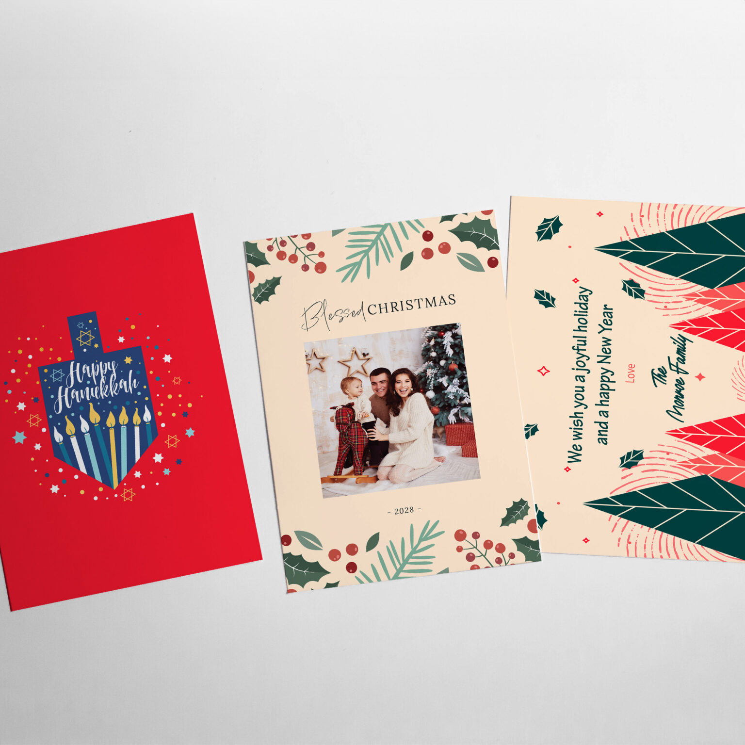 Custom Holiday Cards, Family Christmas Cards, Hanukkah Cards by DFW Stickers