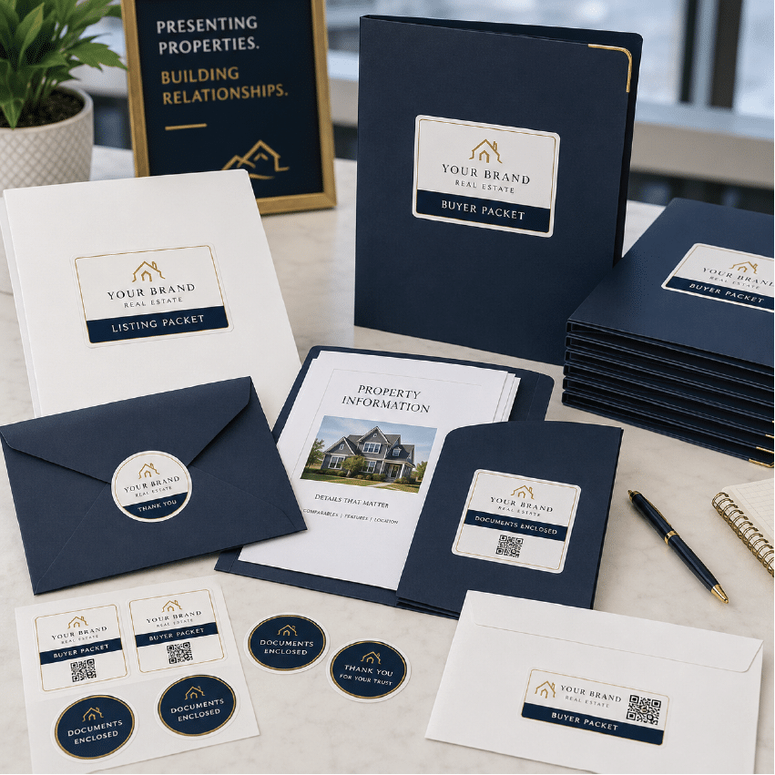 Custom Real Estate Custom Folder and Packet Labels Stickers by DFW Stickers
