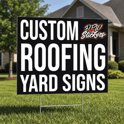 Custom Roofing Yard Signs by DFW Stickers