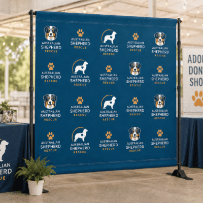 Custom Step and Repeat Backdrop Banner with Stand - 9oz. Fabric