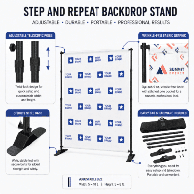 Custom Step and Repeat Backdrop Stand by DFW Stickers