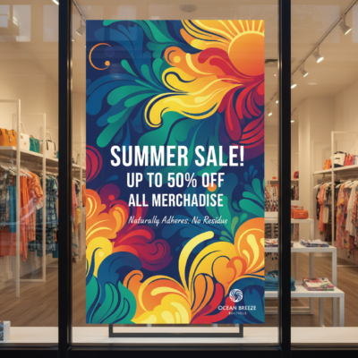 Full Color Custom Printed Window Clings - Installed from Inside by DFW Stickers