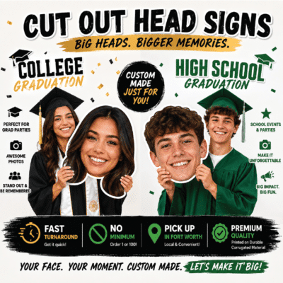 Graduation Big Head Cut Out Sign by DFW Stickers