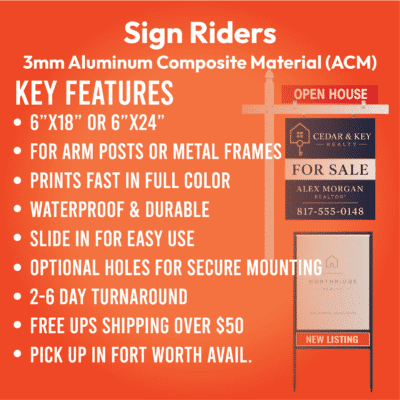 Key Features Custom of Real Estate Sign Riders by DFW Stickers