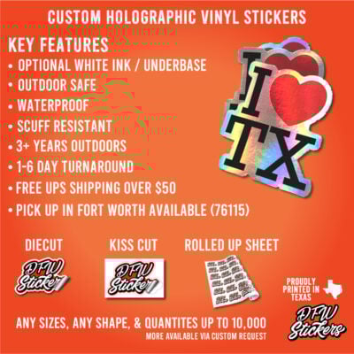 Alternative view of Custom Holographic Vinyl Stickers