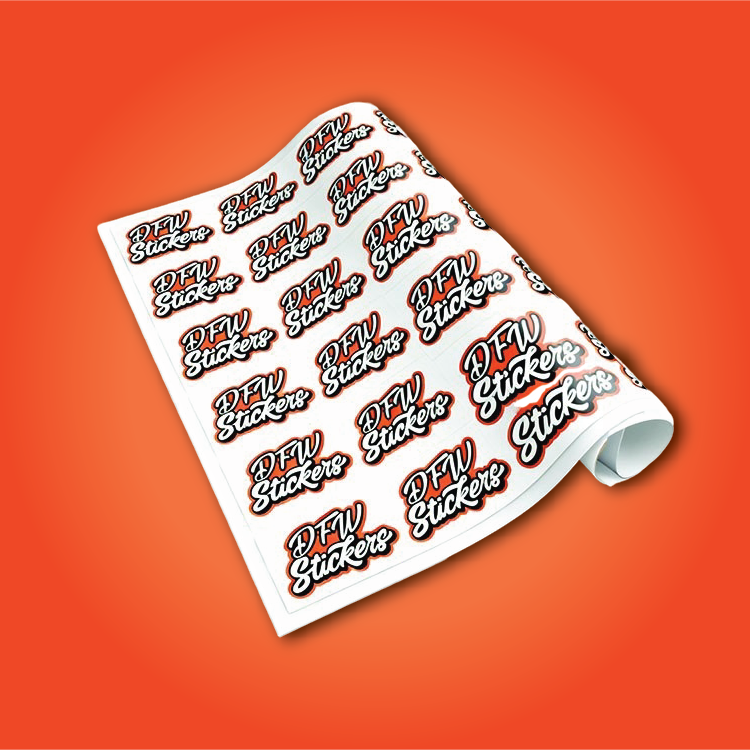 Kiss Cut on a Large Rolled up Sheet by DFW Stickers