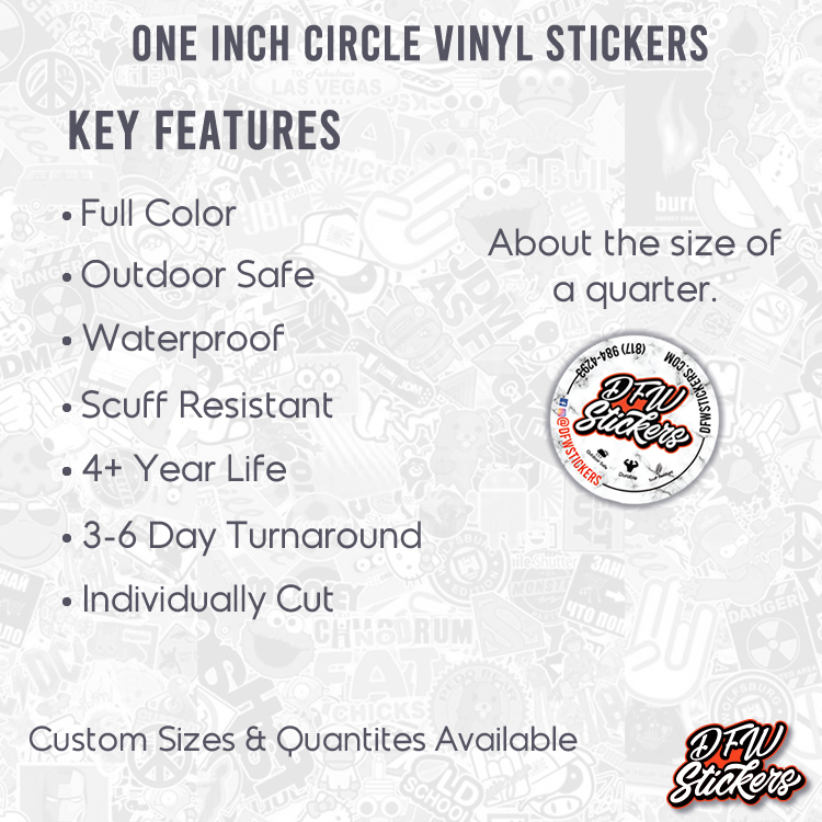 3x3 Inches 110 Round Custom Stickers Vinyl Waterproof Cut Personalized Made Any Text or Image