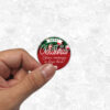 Red Ornament Christmas two inch circle sticker