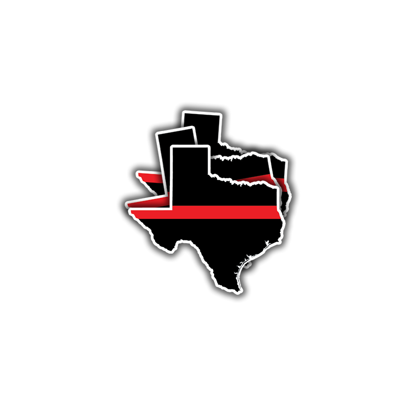 Texas back the red sihlouette thin line sticker by DFW Stickers