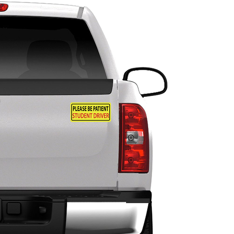 Yellow and black patient student driver sticker truck 2 by DFW Stickers
