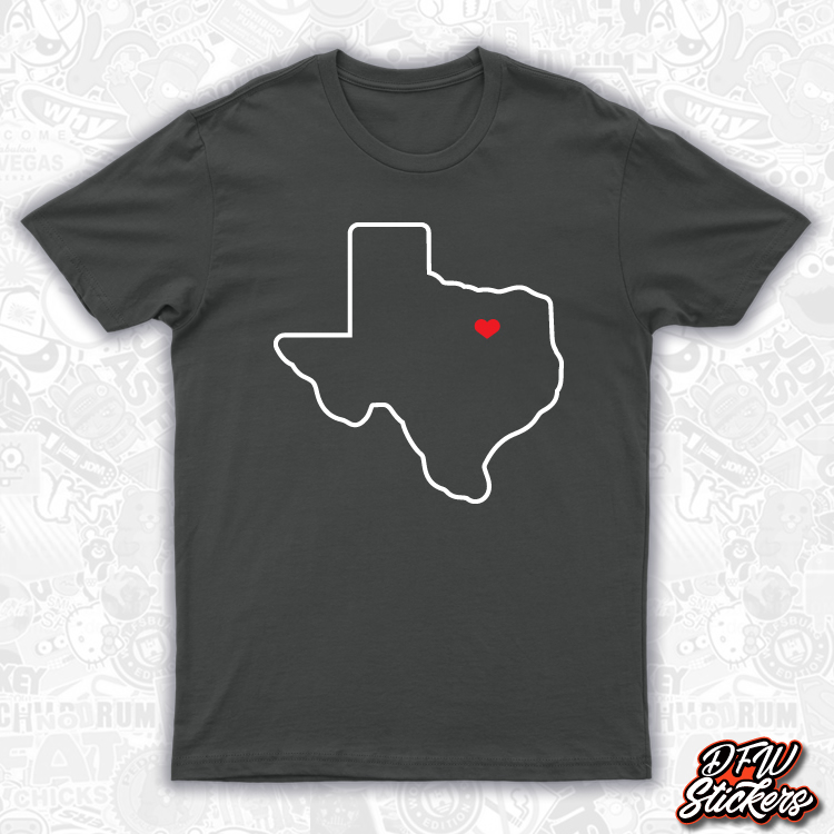 Texas DFW Heart Charcoal Shirt